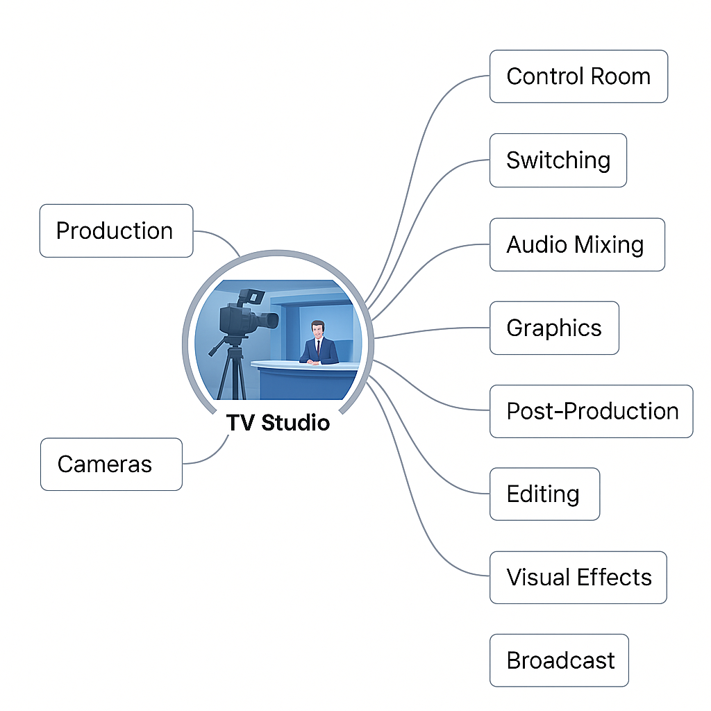 Mindmap d'un studio de production TV Broadcast