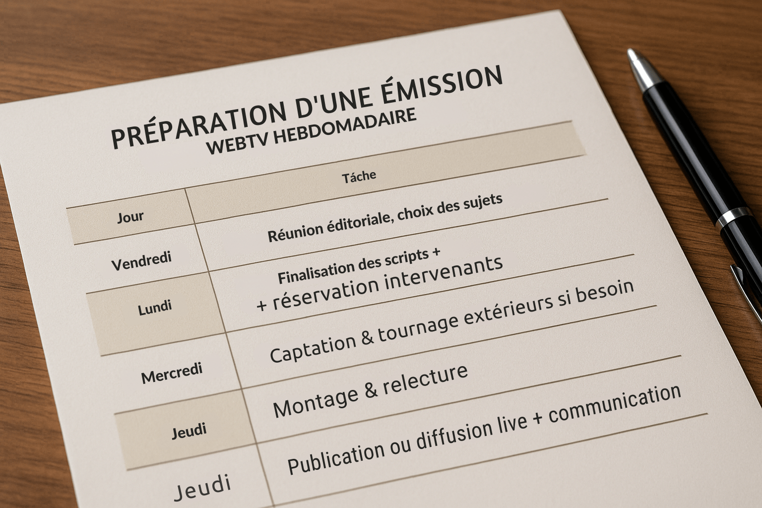 Comment préparer une émission WebTV hebdomadaire ? Le rétroplanning clé-en-main